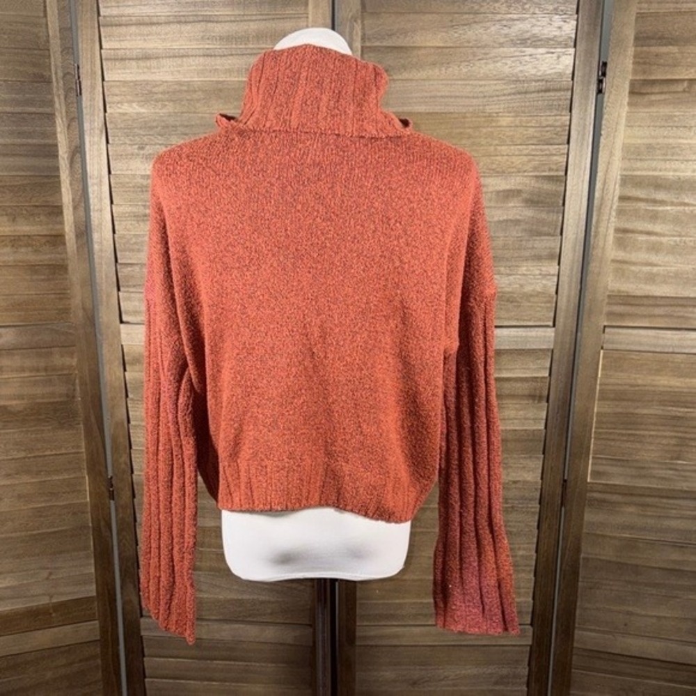 SO Sweater Womens Medium Turtleneck Rust Orange Geometric Fair Isle Knit - Picture 5 of 10